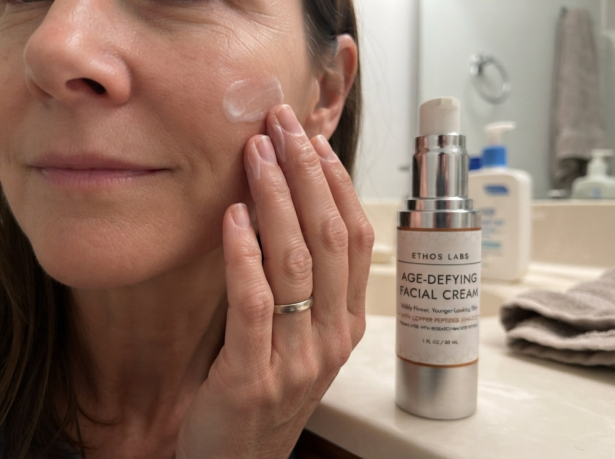 The cream going on, morning and night