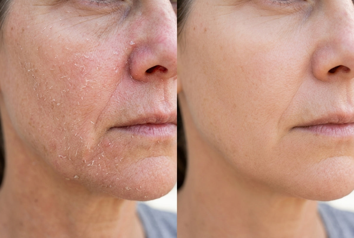 Retinol irritation along the jaw and around the nose