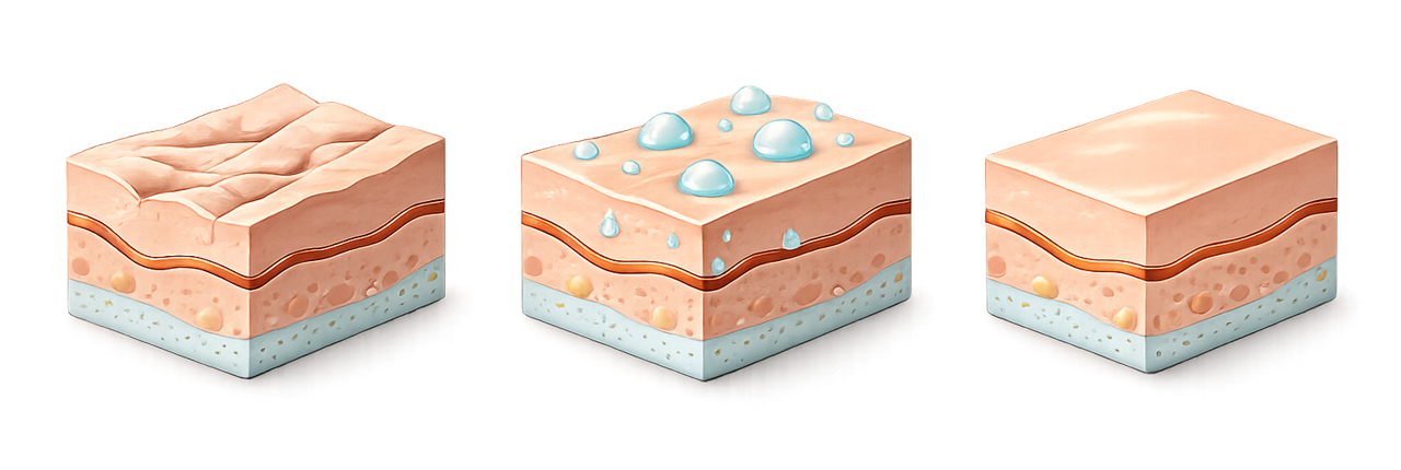 Illustration: skin renewing in three stages